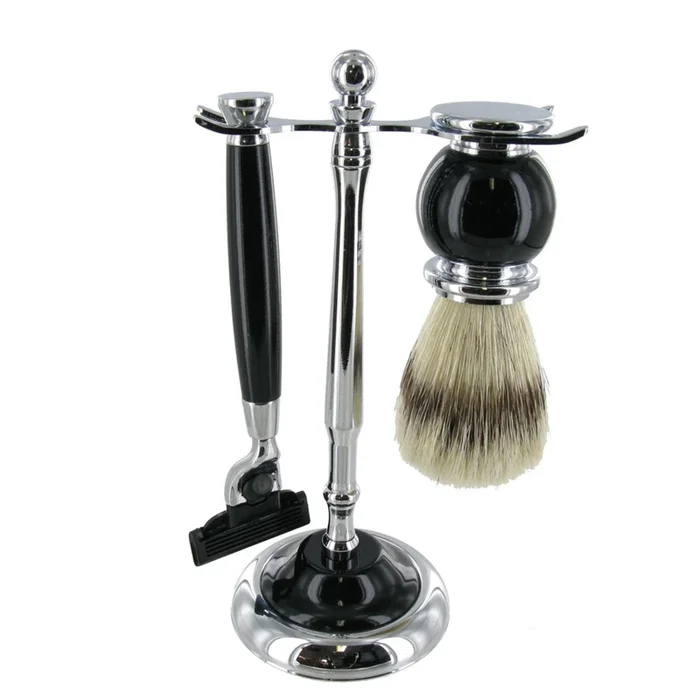 Artamis – Chrome & Black Mach 3 Razor & Badger Brush Set