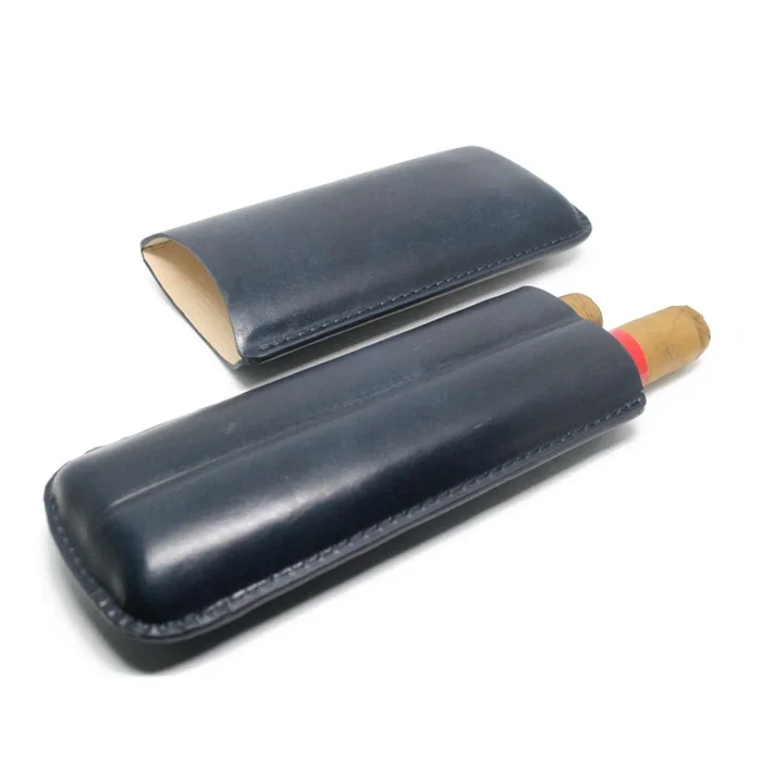 Artamis – Navy Leather Cigar Case (2 x Churchill)