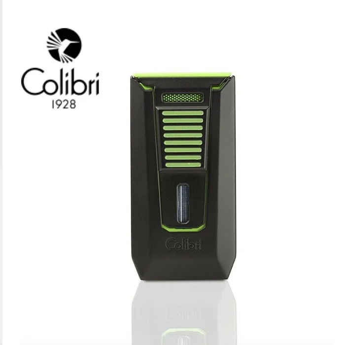 Colibri – Slide – Double Jet Lighter With Cigar Punch – Black & Green