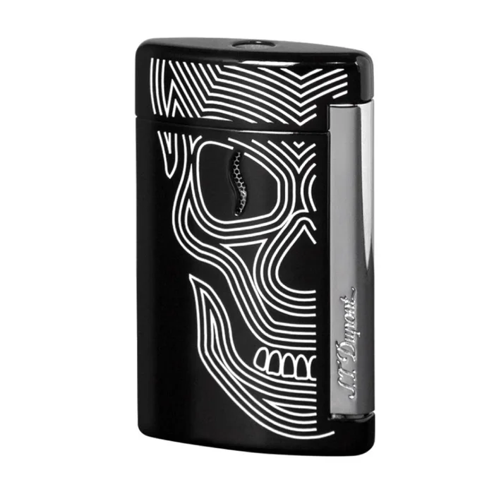 S.T. Dupont Minijet Matt Black with White Skull Lighter (New Style)