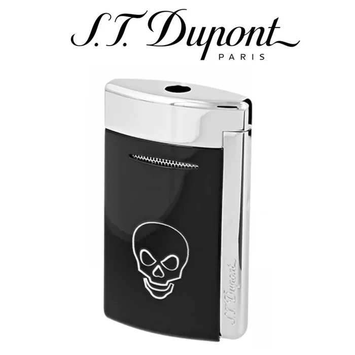 S.T. Dupont – MiniJet – Single Jet Torch Lighter – Black with White Skull