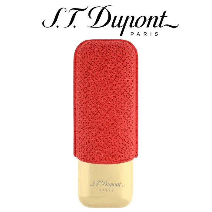 ST Dupont – Dragon Limited Edition Double Cigar Case – for 2 Cigars – Burgundy Red & Gold