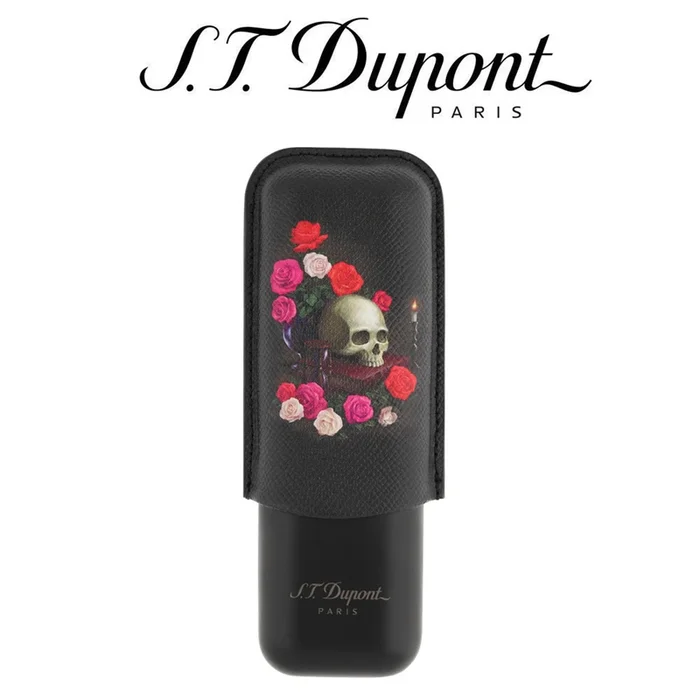 ST Dupont – Memento Mori Limited Edition Double Cigar Case – for 2 Cigars – Black
