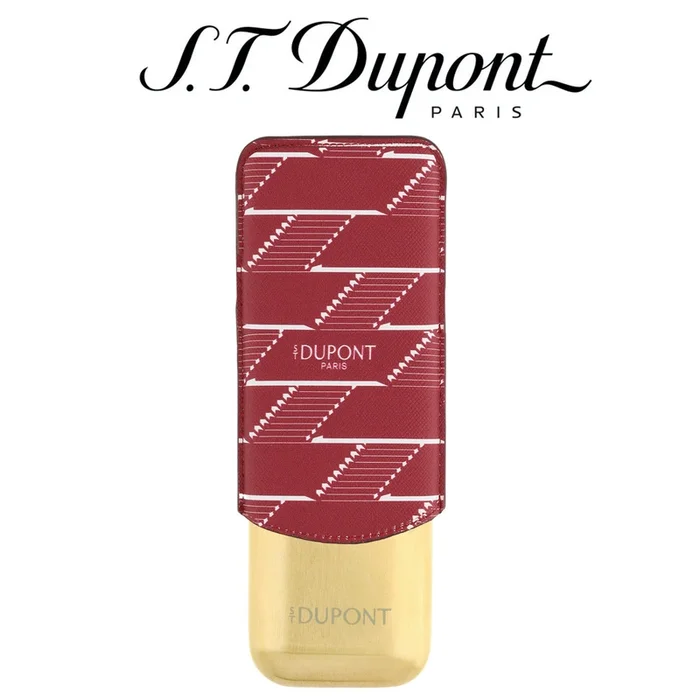 ST Dupont – Monogram 1872 – Double Cigar Case – for 2 Cigars – Burgundy Red Leather & Gold