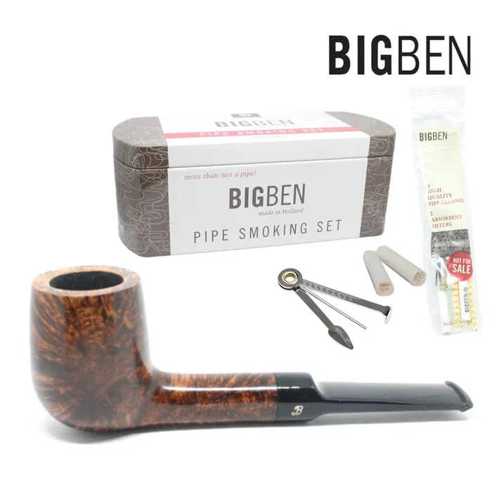 Big Ben – Pipe Smoking Kit – Smooth Saddle Billiard – 9mm Filter Pipe