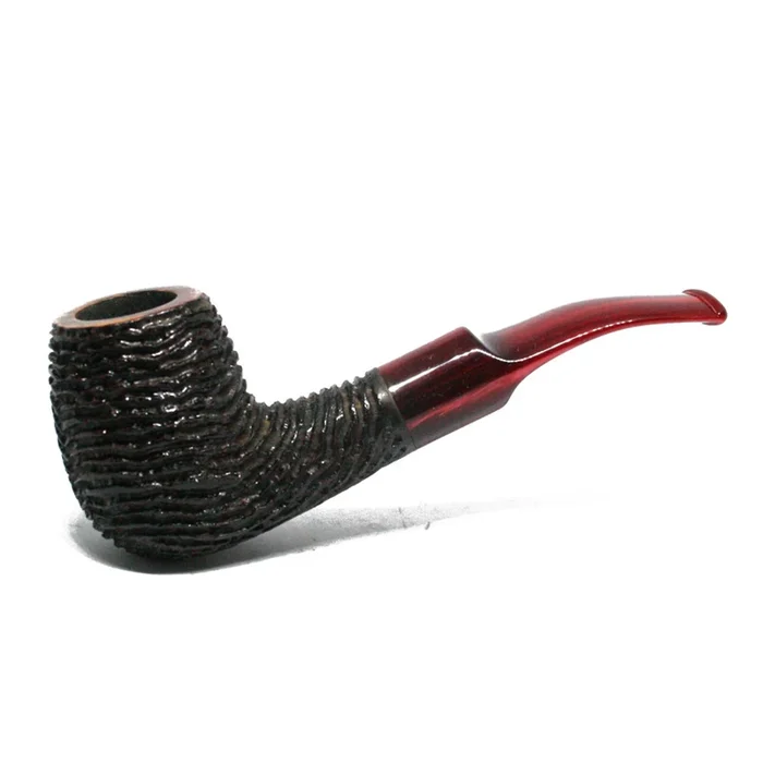 LCS Briars – 2 Star – Bent Billiard Rustic Carve Blast – 9mm Filter Pipe #753