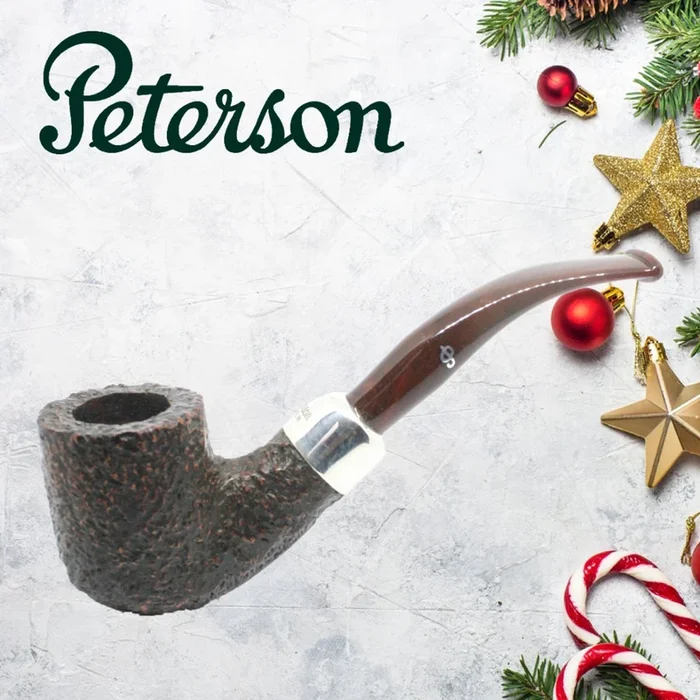 Peterson – Christmas Pipe 2019 – 01 Sandblast Sterling Silver Mount Pipe