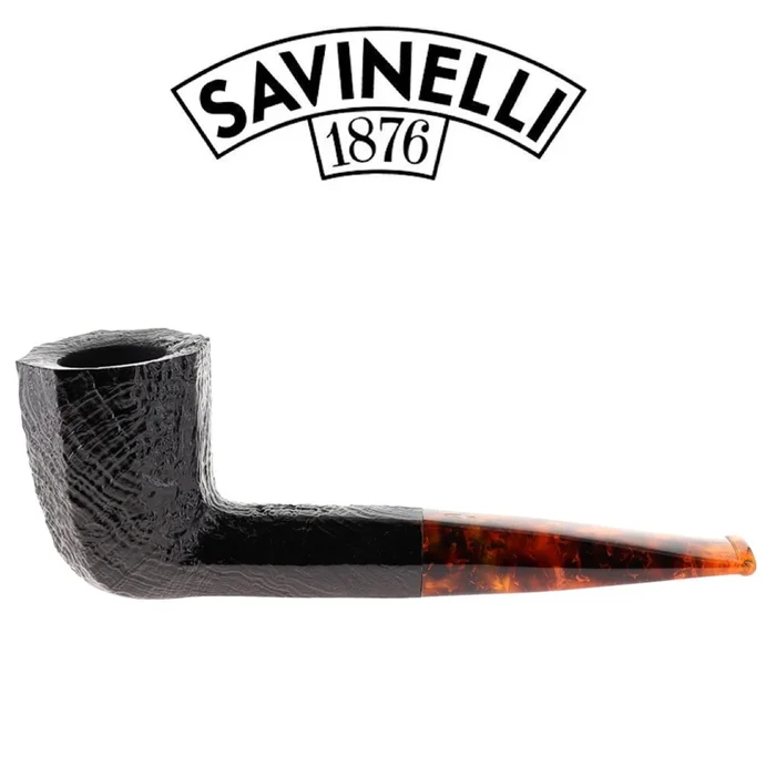 Savinelli – Ottagono Tre Black Sandblast – 438 – 6mm Filter Pipe – 417/600
