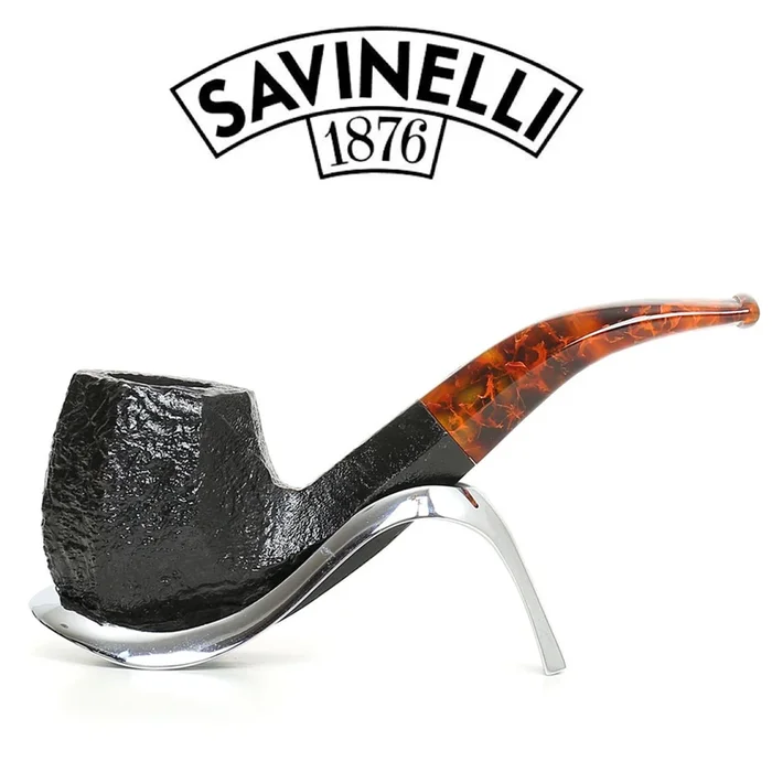Savinelli – Ottagono Tre Black Sandblast – 638 – 6mm Filter Pipe – 593/600