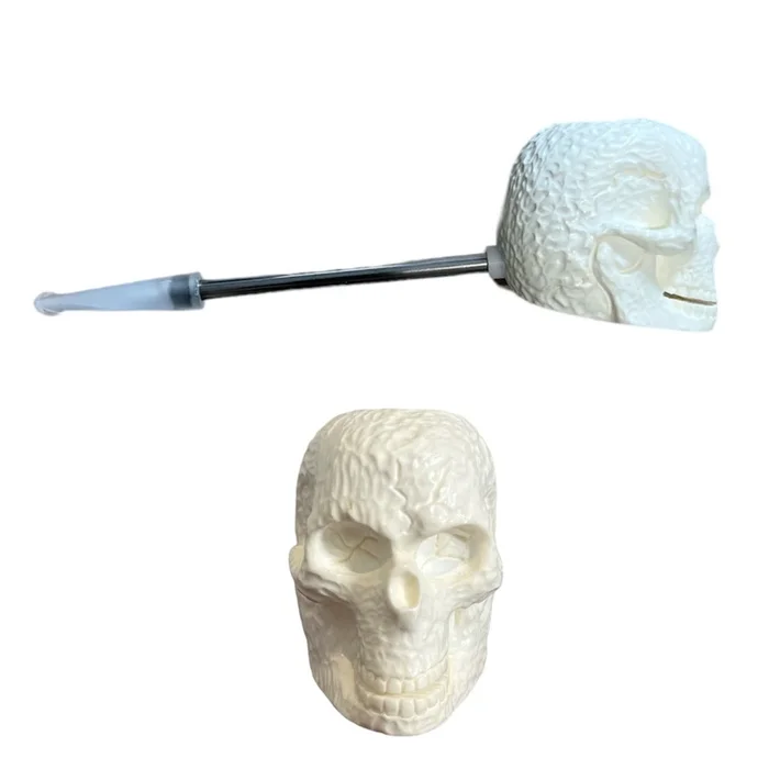Star Meerschaum ?Çô Skull Bowl with Metal Stem Pipe (2)