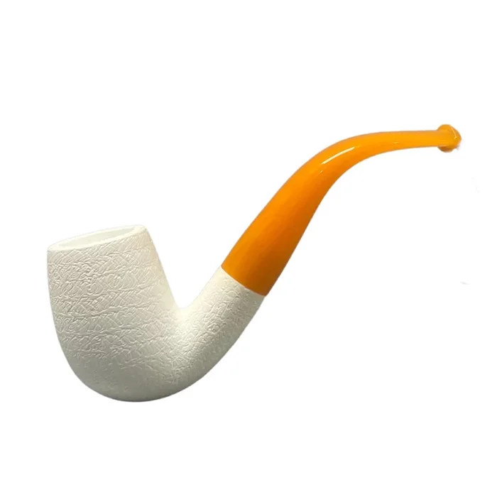 Star Meerschaum – Rustic Bent Billiard – Yellow Stem