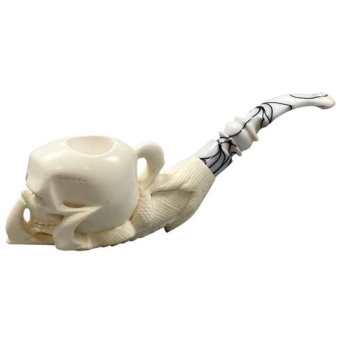 Star Meerschaum – Skull (Large) – White Stem