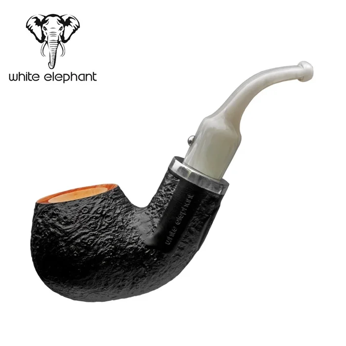 White Elephant – Ebony & Ivory – Sandblast (1) – 9mm Filter Pipe