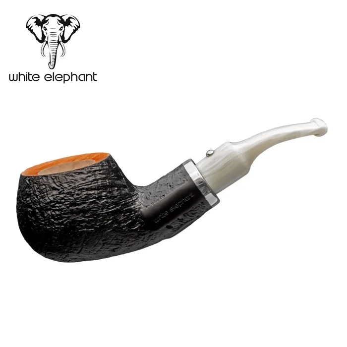 White Elephant – Ebony & Ivory – Sandblast (2) – 9mm Filter Pipe