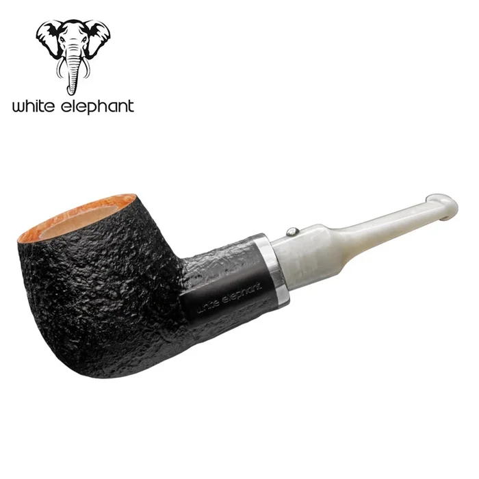 White Elephant – Ebony & Ivory – Sandblast (6) – 9mm Filter Pipe