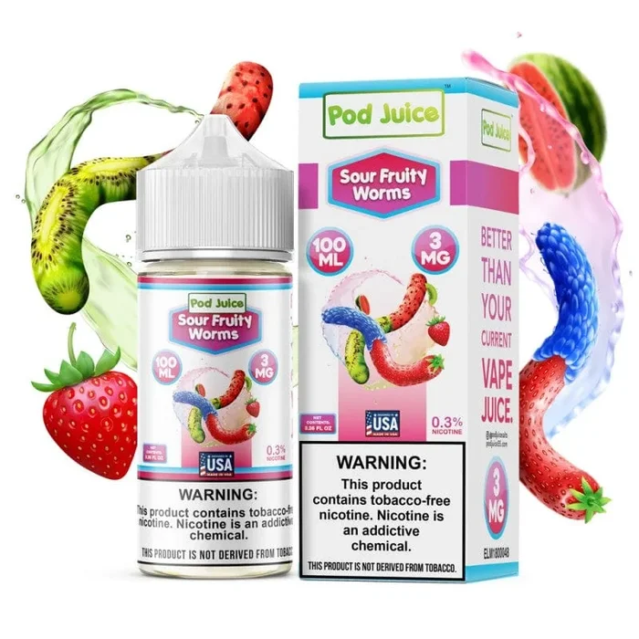 Sour Fruity Worms – Pod Juice – 100mL